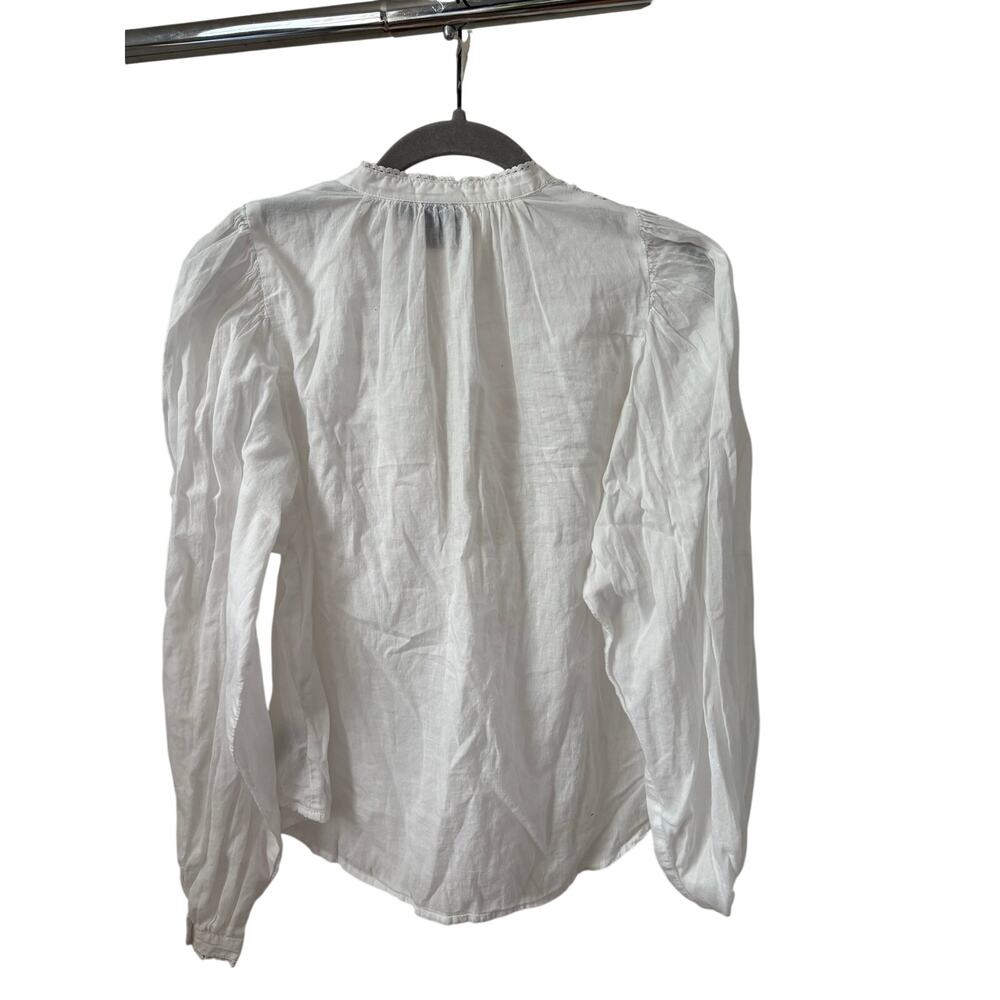 GAP White Lace Peasant Blouse XS Boho Cotton Long Sleeve Cottagecore Top - Picture 9 of 9